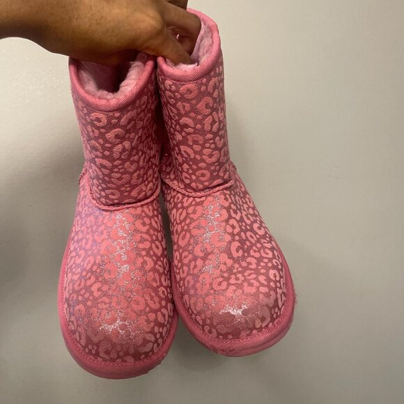 Ugg Pink Sparkly Cheetah Print Boots - Picture 2 of 3